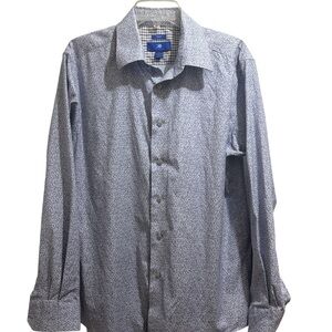 Egara Men’s Large Slim Fit Periwinkle Floral Print Button Up Shirt